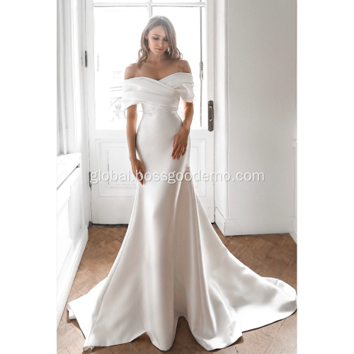 Helical Gear A-line V-neck Chapel Train Organza Over Satin Beading Plus Size Wedding Dress Factory